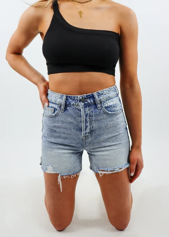 Zoey Bermuda Jean Shorts ★ Light Wash Trendy Layered Pocket Jeans