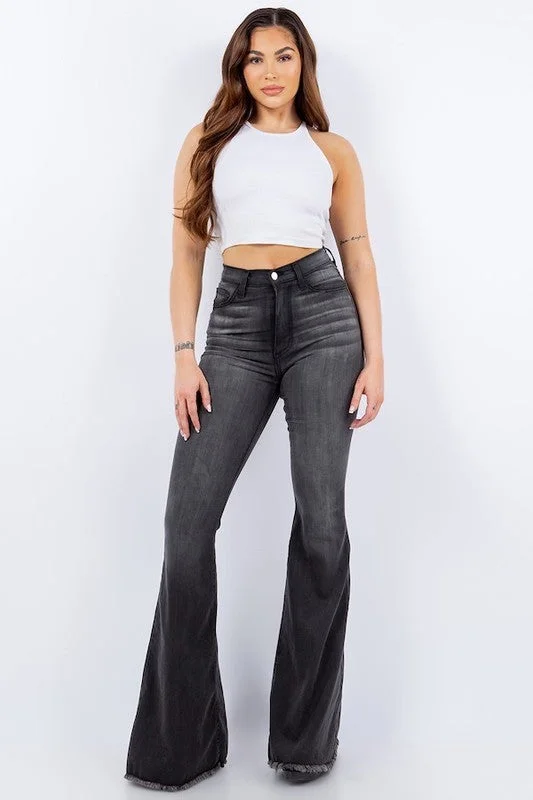 Jess Bell Bottom Jean Comfortable Distressed Straight-Leg Jeans