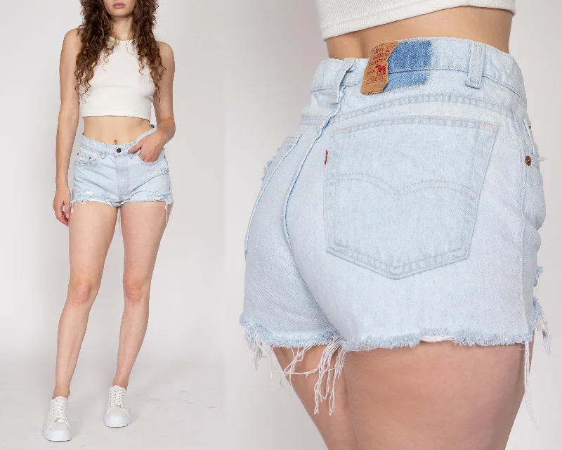 Med-Lrg 90s Levis 505 Cut Off Jean Shorts 31" Fashionable Bootcut Jeans