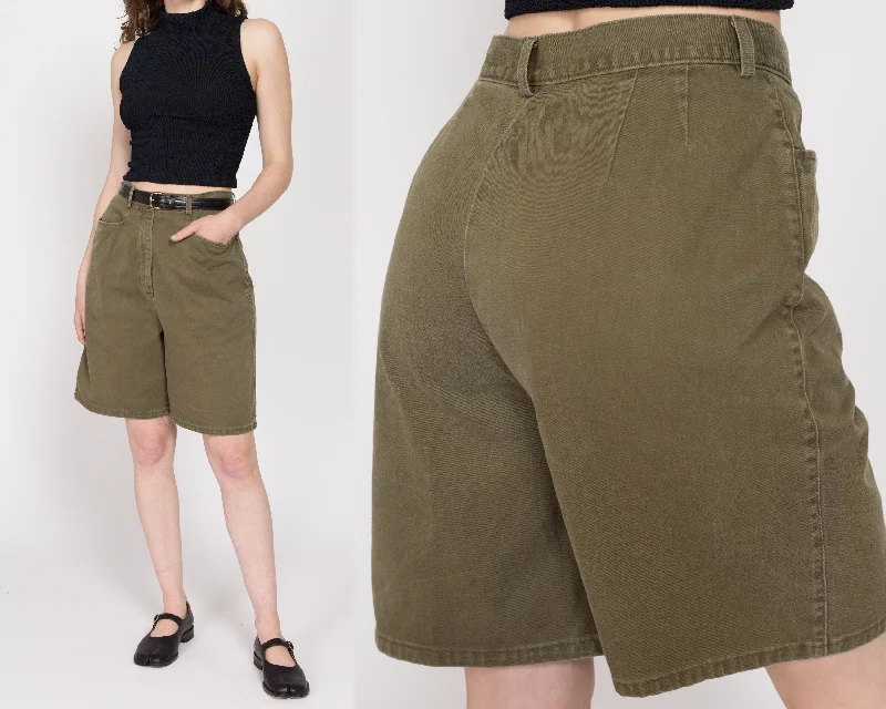 Medium 90s Olive Green Jean Shorts 29.5" Comfortable Ankle Jeans