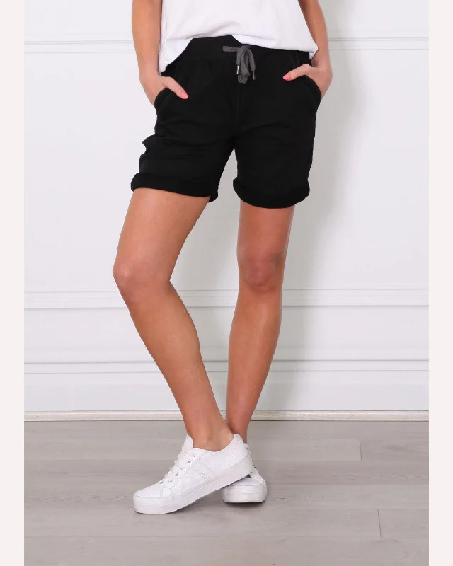Monaco Jean Riley Denim Short - Black Fashionable White Denim Jeans