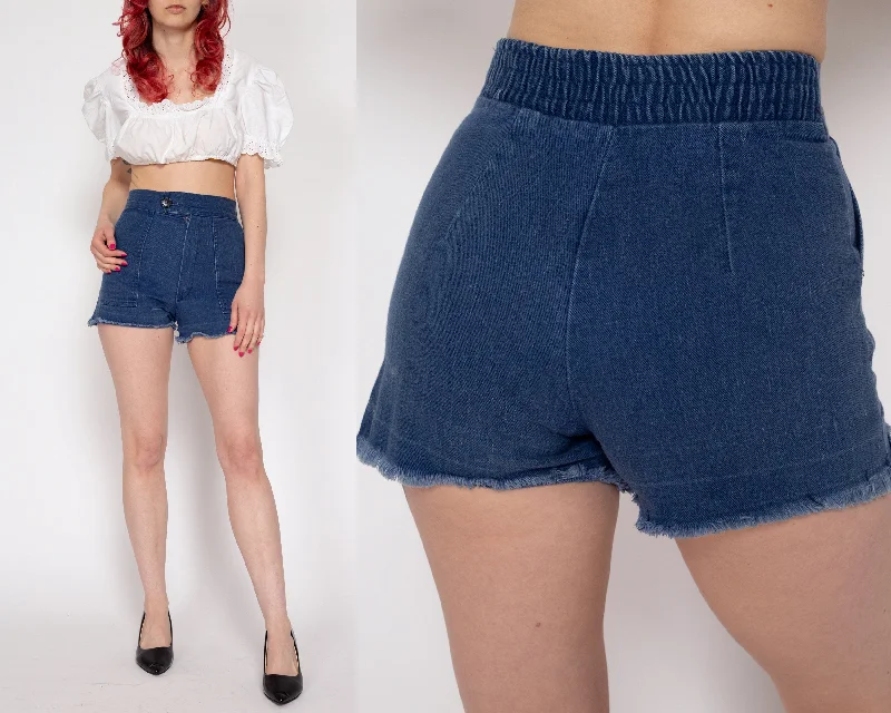 Petite XS 70s High Waisted Cutoff Jean Shorts 23"-24" Trendy Low-Rise Bootcut Jeans