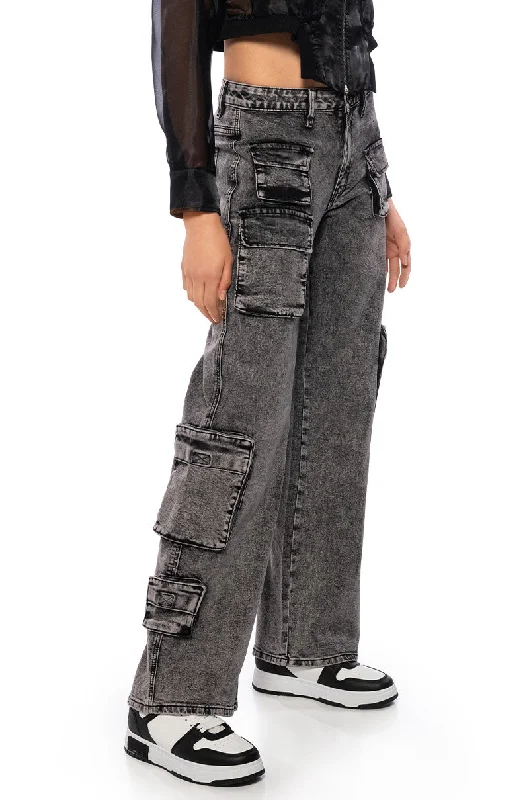 SELINA MULTIPOCKET CARGO JEAN Comfortable Dark Wash Jeans