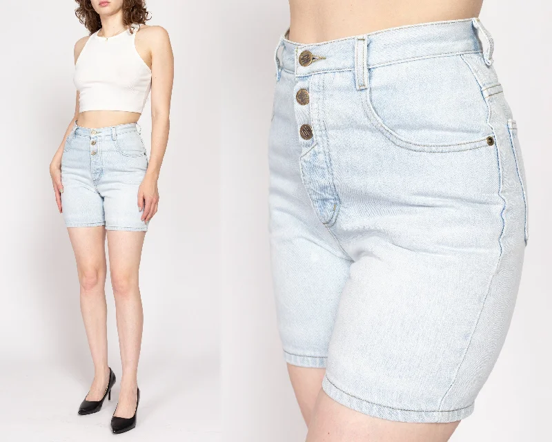 Small 90s Exposed Button Fly Light Wash Jean Shorts 27" Casual Skinny Fit Jeans