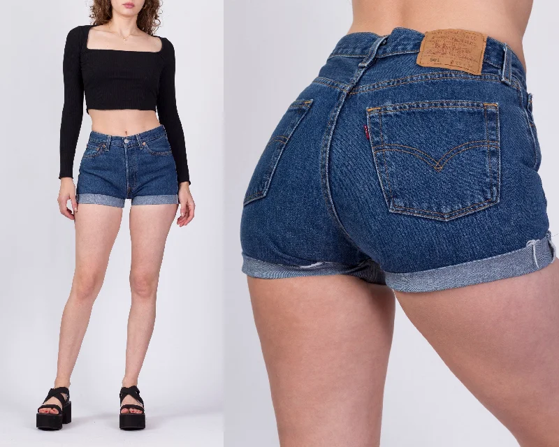 Vintage Levis 501 Cuffed Jean Shorts - Small Casual Distressed Denim Jeans