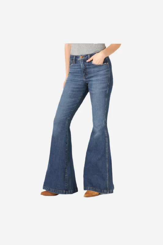 Wrangler Green Jean Trumpet Flare Jean Trendy Colored Denim Jeans