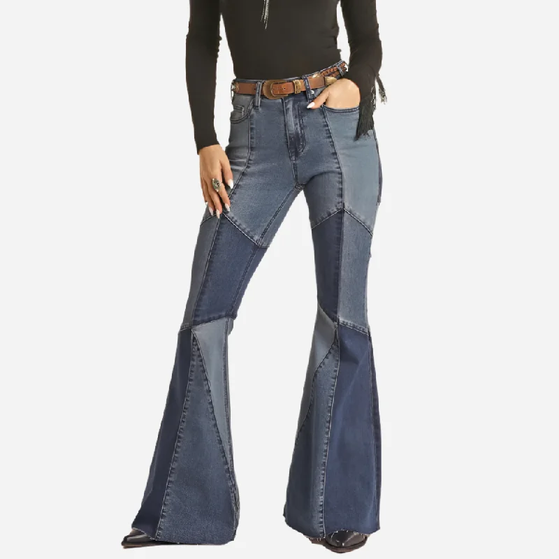 Rock and Roll Denim High Rise Bell Bottom Jean Stylish Paperbag Waist Denim
