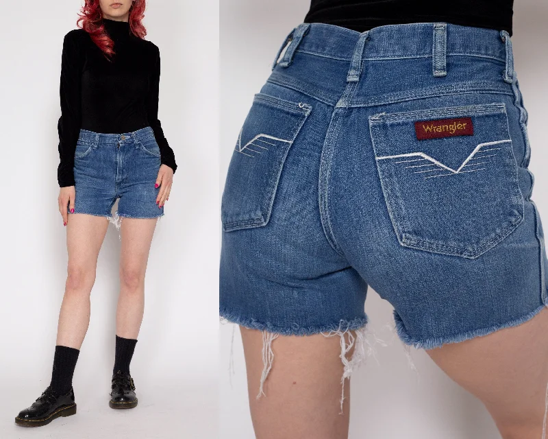 XS 70s Wrangler Cutoff Jean Shorts Fashionable White Denim Jeans