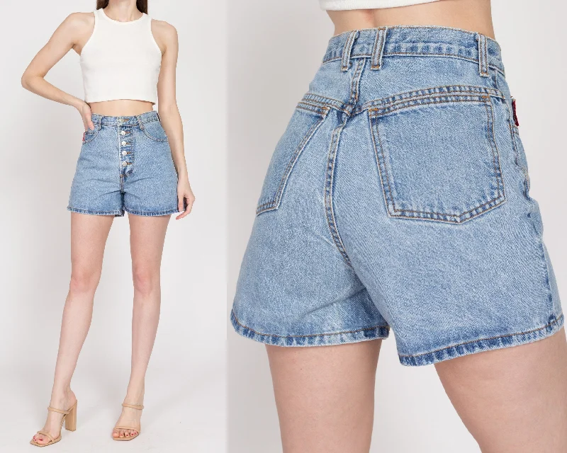 XS 90s Bongo Button Fly High Waisted Jean Shorts 25" Comfortable Boyfriend Jeans