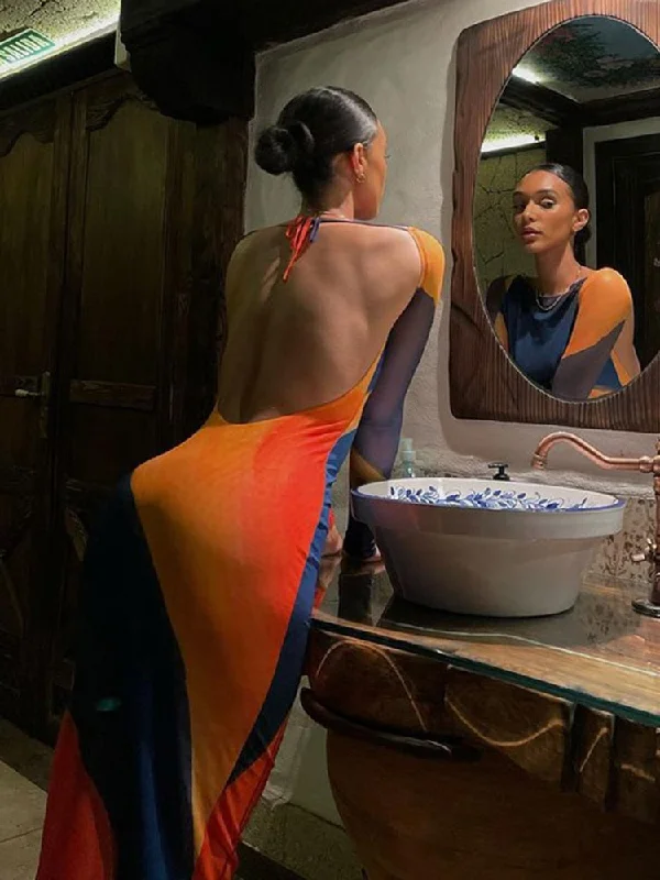 A&A Backless Aura Maxi Dress Stylish Long Sleeve Maxi Dress