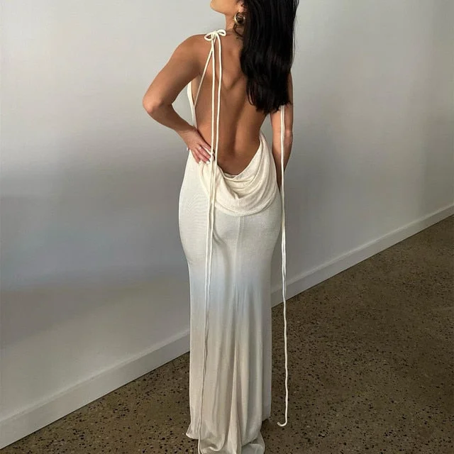 A&A Backless Maxi Dress Comfortable Bohemian Maxi Dress