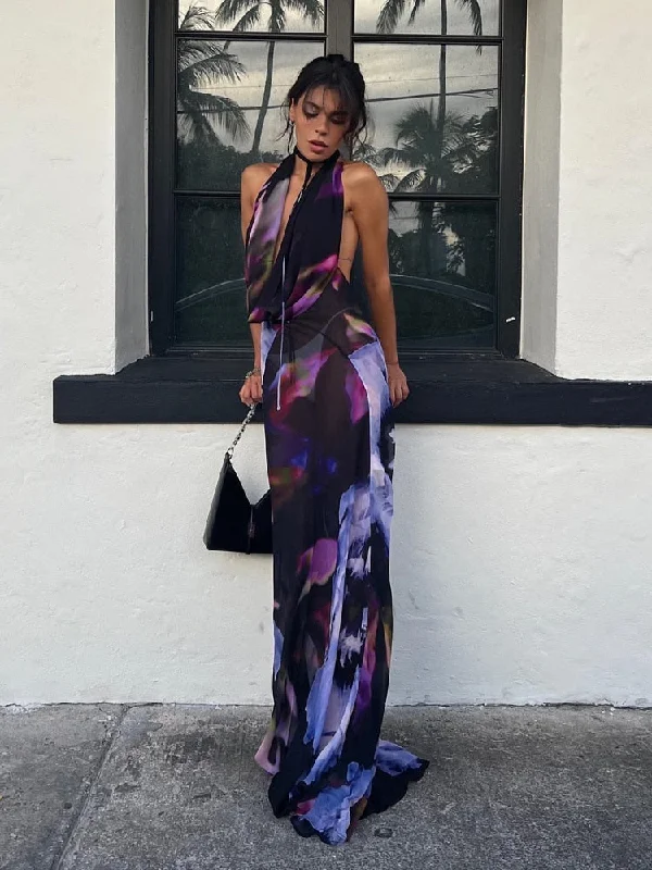 A&A Beach Mesh Summer Backless Maxi Dress Chic Summer Maxi Dress