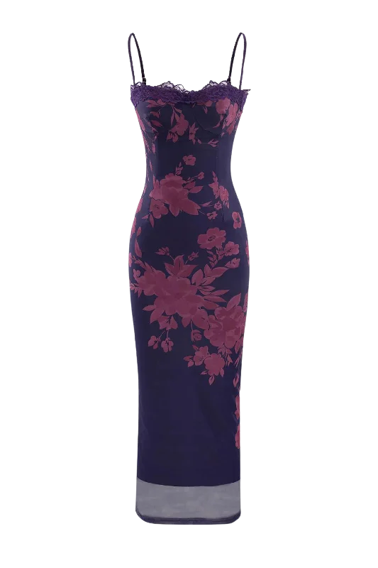 A&A Luxe Floral Bodycon Maxi Dress Elegant Wraparound Maxi Dress
