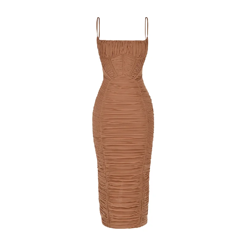 A&A Luxe Ruched Corset Maxi Dress Fashionable Printed Maxi Dress