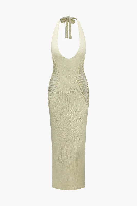 A&A Marbella Summer Knitted Maxi Dress Classic V-Neck Maxi Dress