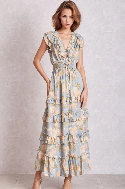 CECILE MAXI DRESS Trendy V-Neck Maxi Dress