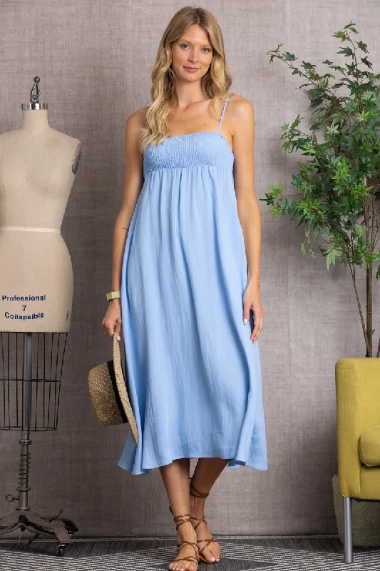 SPAGHETTI STRAP BODICE LINEN MAXI DRESS-ID31407 Fashionable Sleeveless Maxi Dress