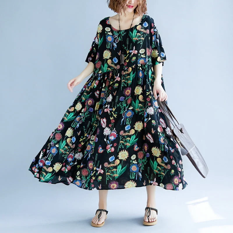 Elegant black print long cotton linen dress plus size short sleeve baggy dresses cotton linen maxi dress women o neck traveling dress Elegant Velvet Maxi Dress Elegant black print long cotton linen dress plus size short sleeve baggy dresses cotton linen maxi dress women o neck traveling dress Elegant Velvet Maxi Dress