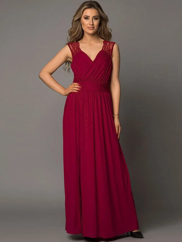 Elegant Solid Surplice Neck High Waist Short Sleeve Maxi Dress Classic A-Line Maxi Dress