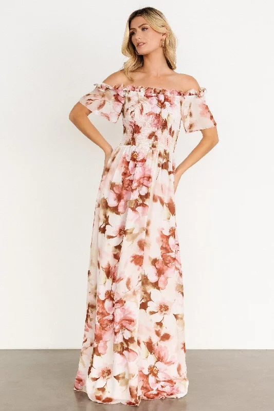 Elina Maxi Dress | Mauve Multi Floral Chic Boho Print Maxi Dress