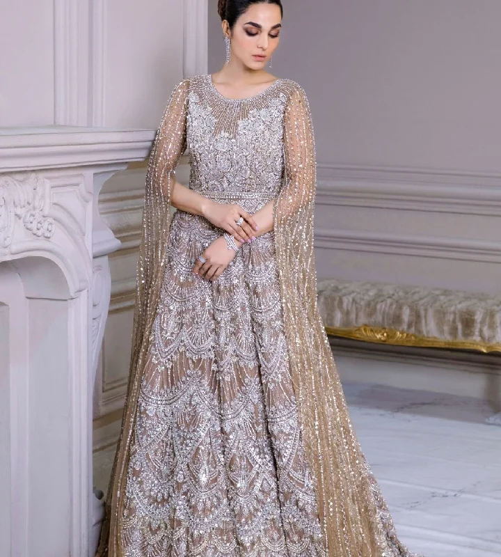 Embellished Pakistani Bridal Maxi Dress for Wedding Cozy Knitted Maxi Dress