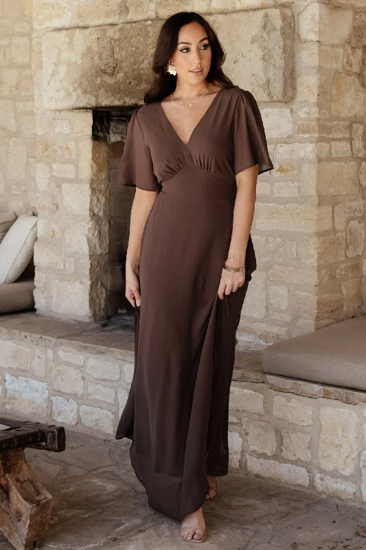 Esti Maxi Dress | Espresso Chic Off-Shoulder Maxi Dress