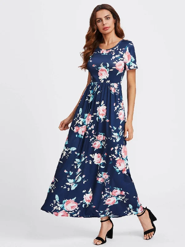 Flower Print Maxi Dress Chic Summer Floral Maxi Dress