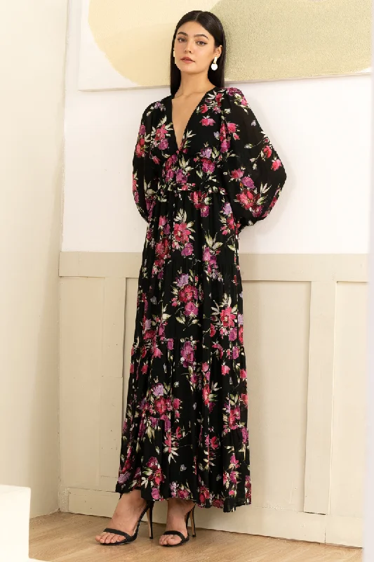 FRIDA MAXI DRESS Cozy Cold-Shoulder Maxi Dress