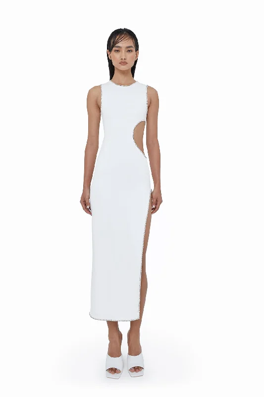 Kora Maxi Dress - Ivory Comfortable Fitted Maxi Dress