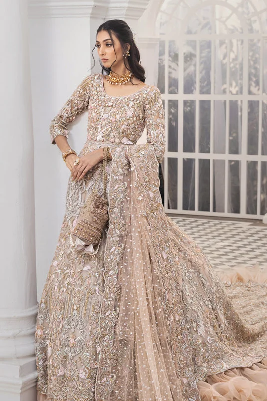 Royal Long Tail Maxi Dress Pakistani for Bride #BS823 Trendy Maxi Dress with Lace