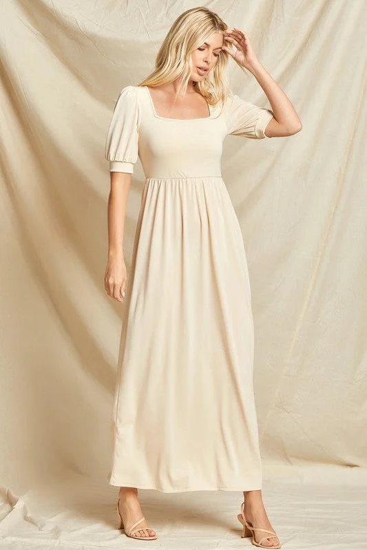 Plus Solid Square Neck Maxi Dress (2 Colors) Trendy Satin Maxi Dress