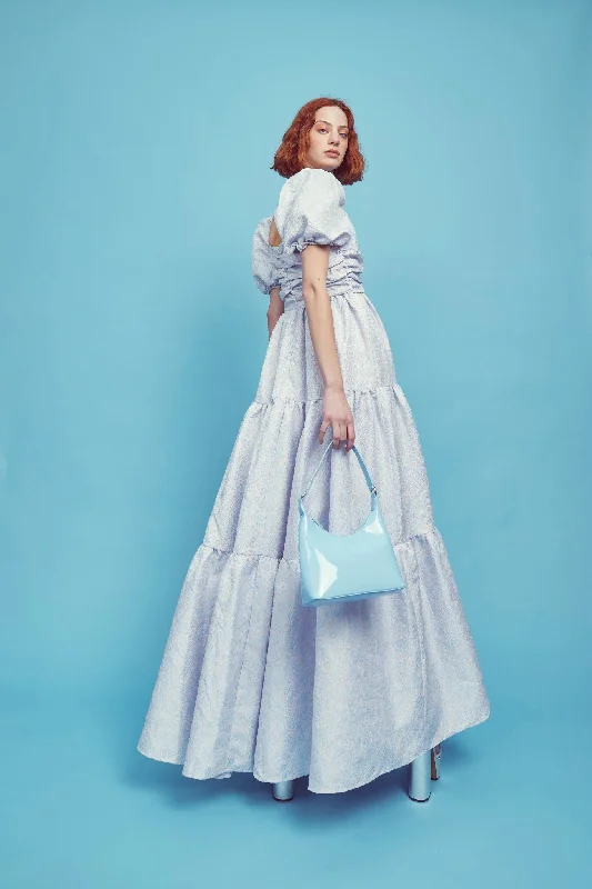 Zara Ruched Bodice Maxi Dress - Blue Daisies Stylish A-Line Maxi Dress