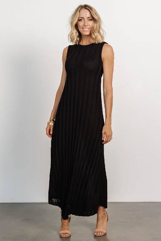 Skylar Tank Maxi Dress | Black Fashionable Chiffon Maxi Dress