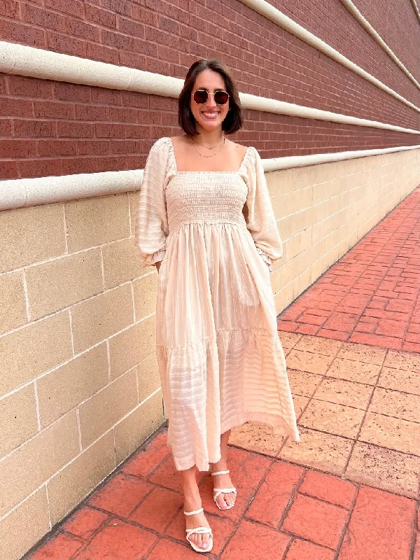 WAVERLY MAXI DRESS IN CREAM Cozy Knitted Maxi Dress
