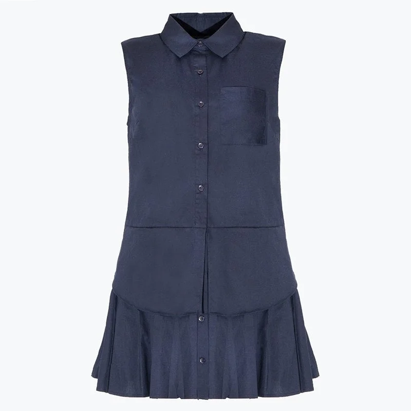 HDY Summer Women Preppy Style Solid Button Down Drape Pleated Insert Collar Sleeveless A-Line Mini Dress Casual V-Neck Mini Dress HDY Summer Women Preppy Style Solid Button Down Drape Pleated Insert Collar Sleeveless A-Line Mini Dress Casual V-Neck Mini Dress