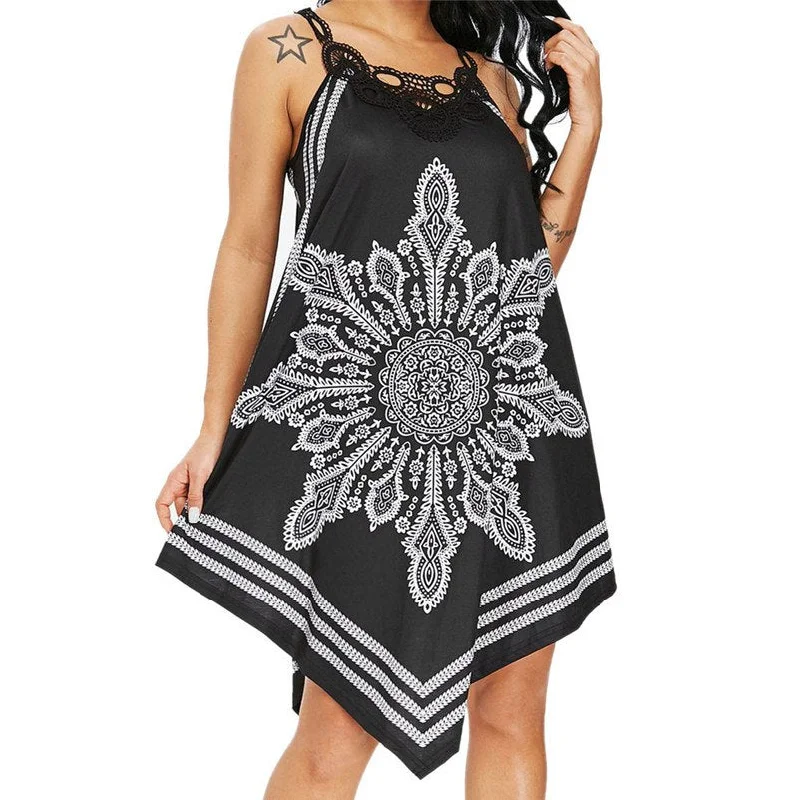HOT Sell dress summer 2022 Women Ladies Lace Splice Printing Sleeveless Mini Dress Summer Beach Dress vestidos robe J18#N Elegant Floral-Print Mini Dress HOT Sell dress summer 2022 Women Ladies Lace Splice Printing Sleeveless Mini Dress Summer Beach Dress vestidos robe J18#N Elegant Floral-Print Mini Dress
