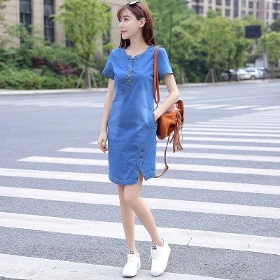 Korean Denim dress for women 2022 New Summer Casual Jeans Dress With button Pocket Sexy Denim Mini Dress Plus size 3XL A1425 Cozy T-Shirt Mini Dress Korean Denim dress for women 2022 New Summer Casual Jeans Dress With button Pocket Sexy Denim Mini Dress Plus size 3XL A1425 Cozy T-Shirt Mini Dress
