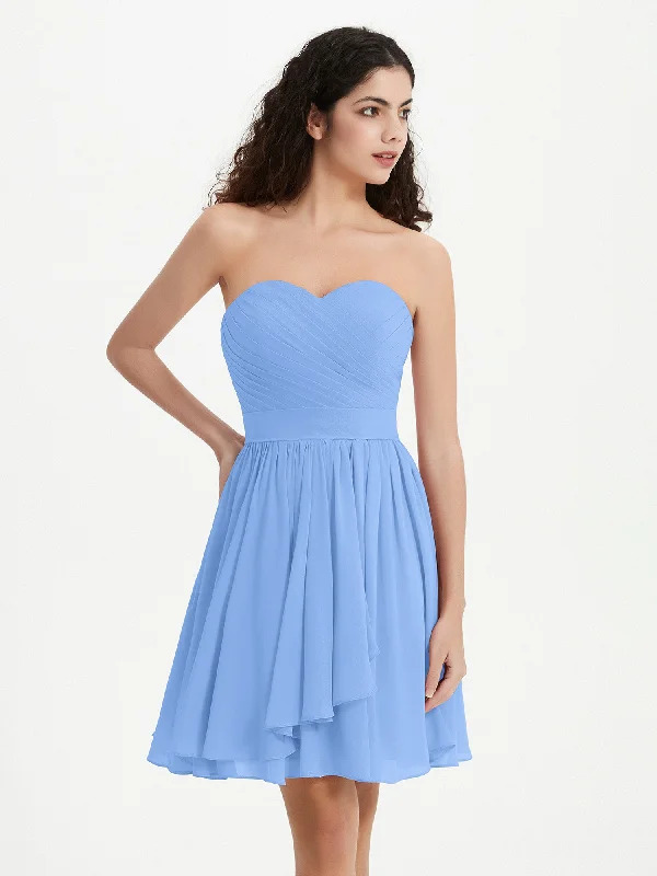 Strapless Sweetheart Neck Mini Dresses-Blue Classic Black Mini Dress