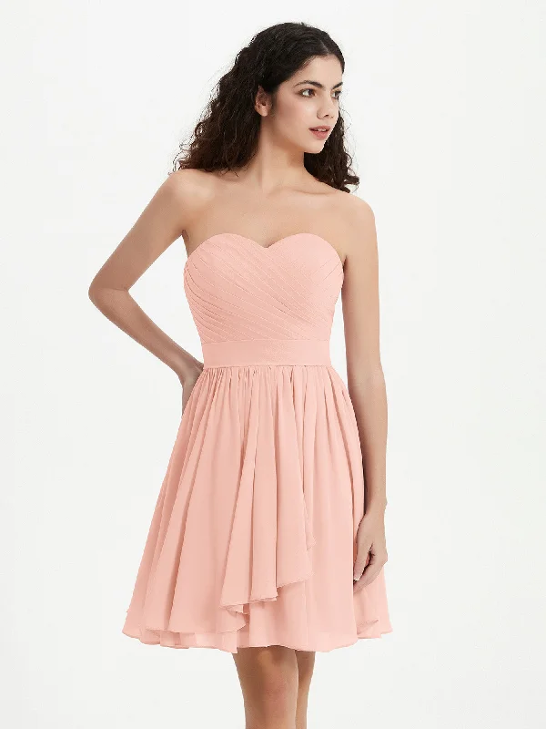 Strapless Sweetheart Neck Mini Dresses-Coral Chic Mini Dress with V-Neck