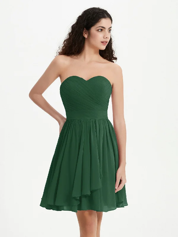 Strapless Sweetheart Neck Mini Dresses-Dark Green Casual V-Neck Mini Dress