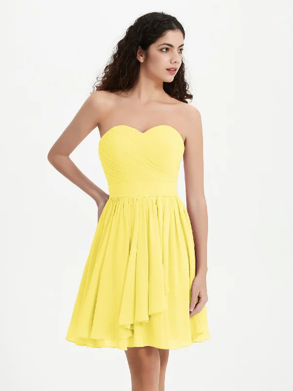 Strapless Sweetheart Neck Mini Dresses-Lemon Trendy Tulle Mini Dress