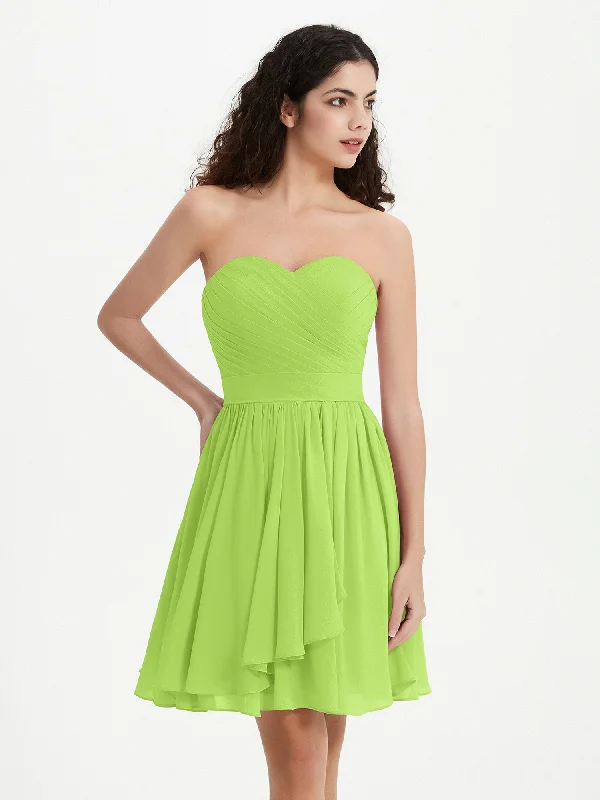 Strapless Sweetheart Neck Mini Dresses-Lime Green Stylish Sweetheart Mini Dress