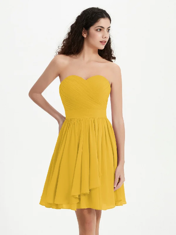Strapless Sweetheart Neck Mini Dresses-Marigold Trendy Bodycon Mini Dress