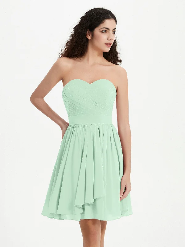 Strapless Sweetheart Neck Mini Dresses-Mint Green Trendy Wraparound Mini Dress
