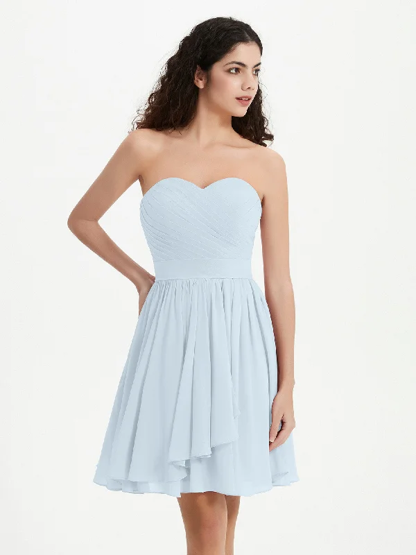 Strapless Sweetheart Neck Mini Dresses-Mist Elegant Vintage Mini Dress