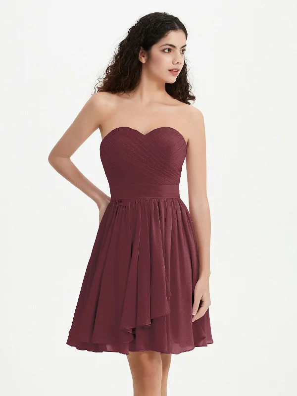 Strapless Sweetheart Neck Mini Dresses-Mulberry Fashionable Mini Dress with Slits