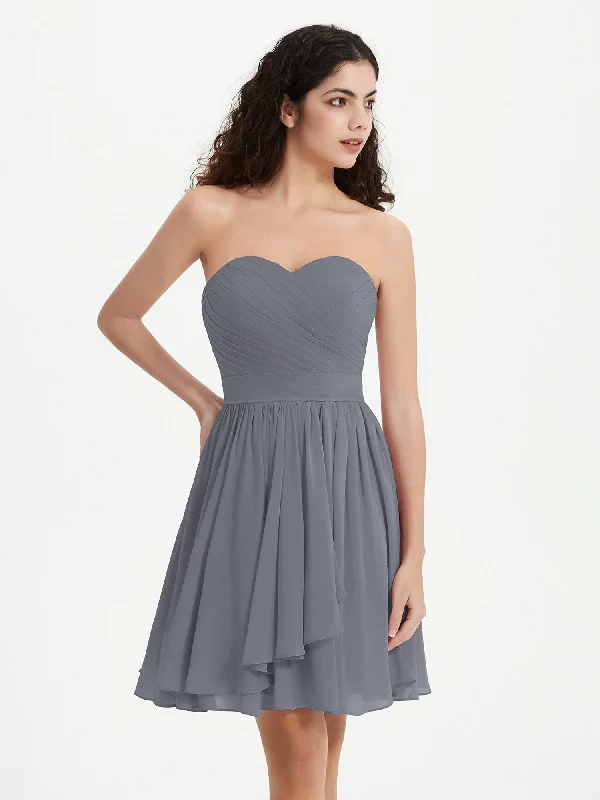 Strapless Sweetheart Neck Mini Dresses-Steel Grey Comfortable Bodycon Mini Dress