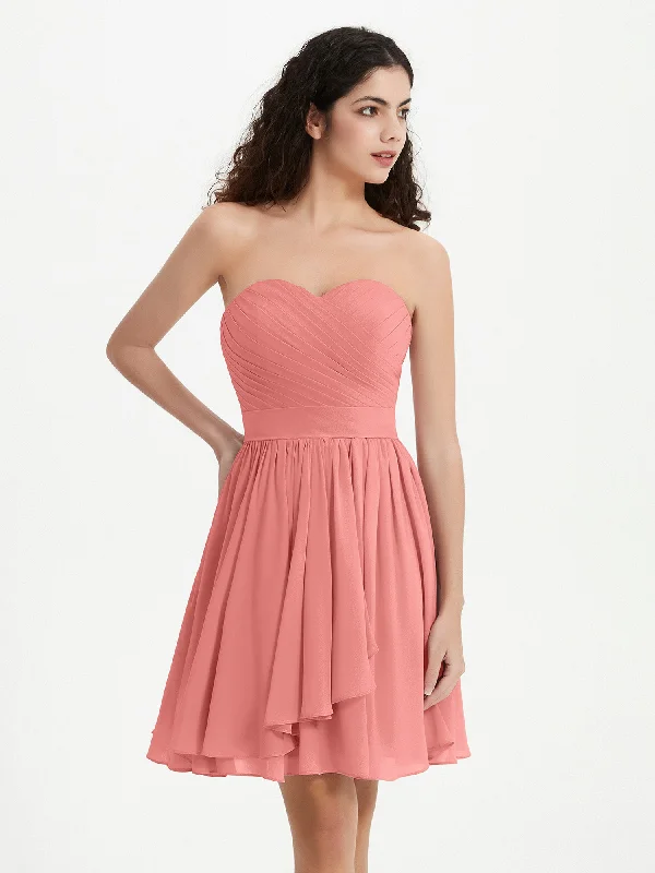 Strapless Sweetheart Neck Mini Dresses-Sunset Elegant Mini Dress with Ruffles