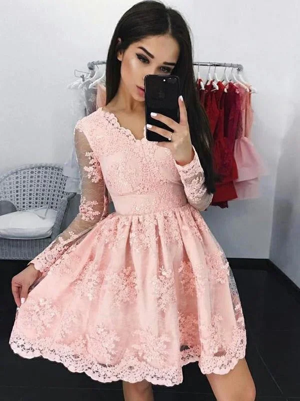 Bridelily A-Line Lace Long Sleeves With Applique V-neck Short/Mini Dresses Elegant Floral-Print Mini Dress Bridelily A-Line Lace Long Sleeves With Applique V-neck Short/Mini Dresses Elegant Floral-Print Mini Dress