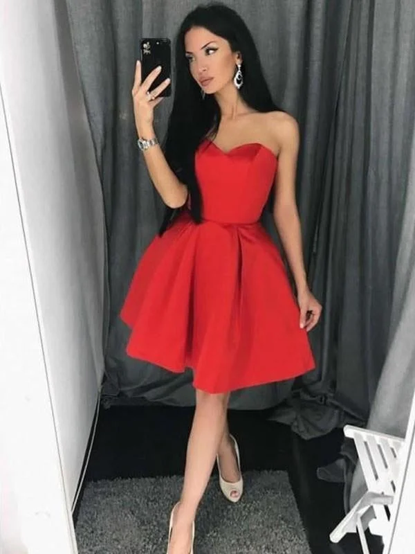 Bridelily A-Line Satin Sweetheart Sleeveless With Ruffles Short/Mini Dresses Elegant Satin Lace Mini Dress Bridelily A-Line Satin Sweetheart Sleeveless With Ruffles Short/Mini Dresses Elegant Satin Lace Mini Dress